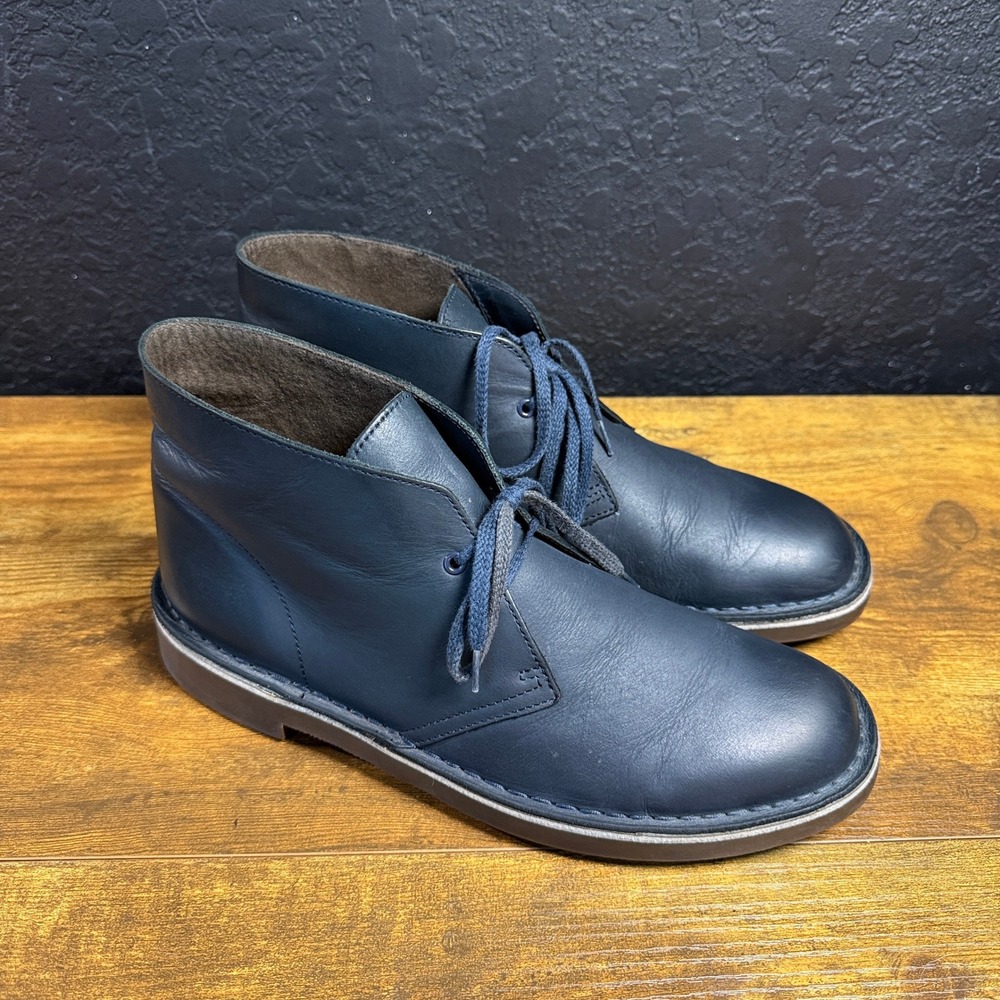 Clarks Bushacre 2 Navy Leather Chukka Boots Mens Size 8.5